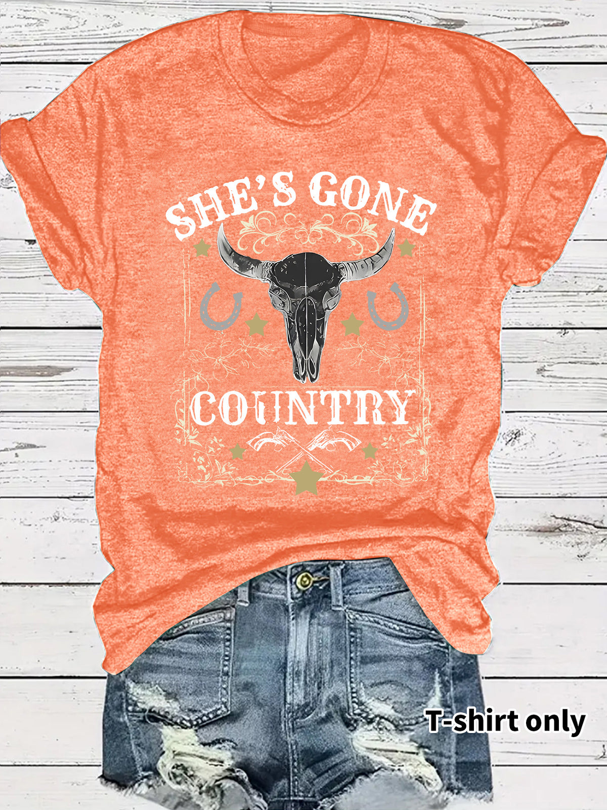Western Cowboy Pattern round neck short sleeved T-shirt