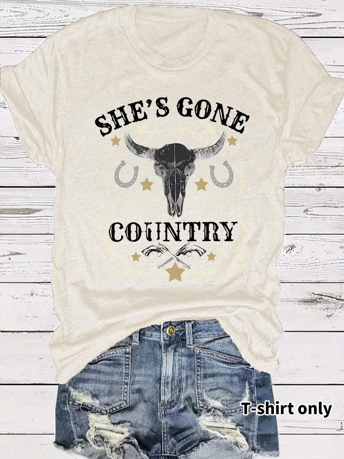 Western Cowboy Pattern round neck short sleeved T-shirt