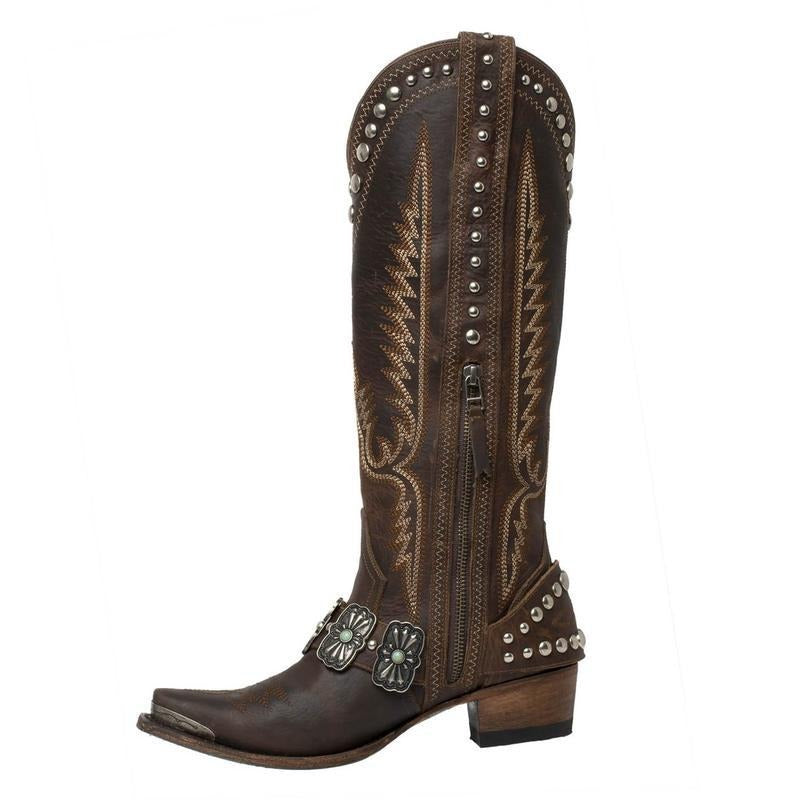 New Western Style Womens  Denim Oversized Boots