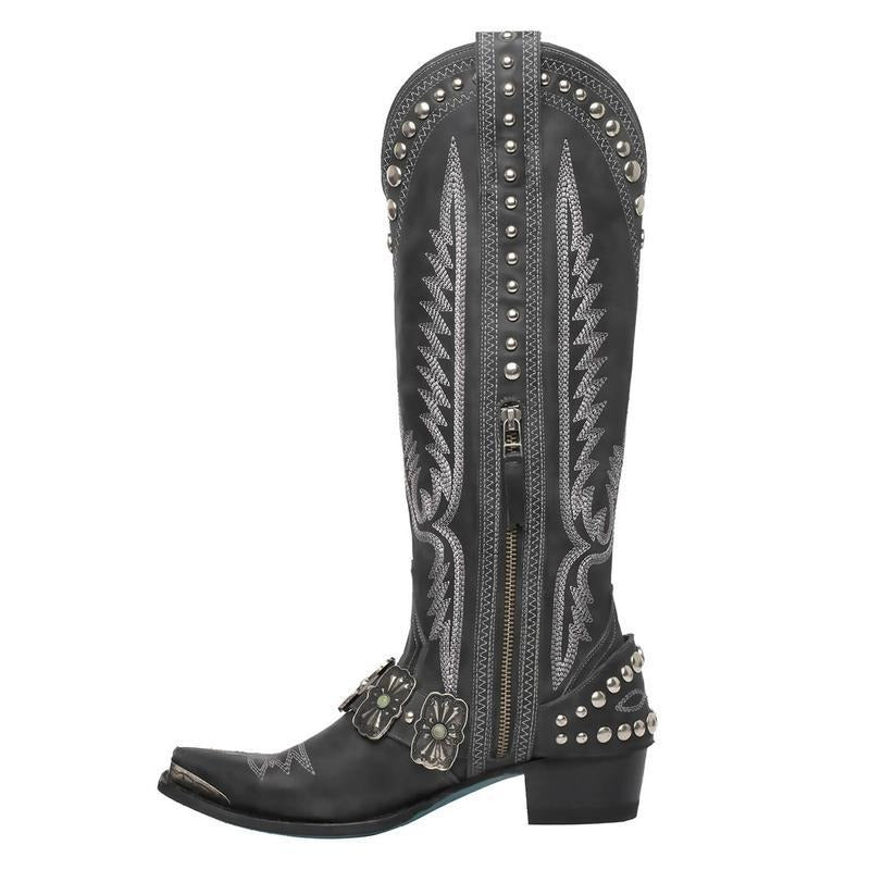 New Western Style Womens  Denim Oversized Boots