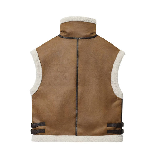 Fleece patchwork vest for women