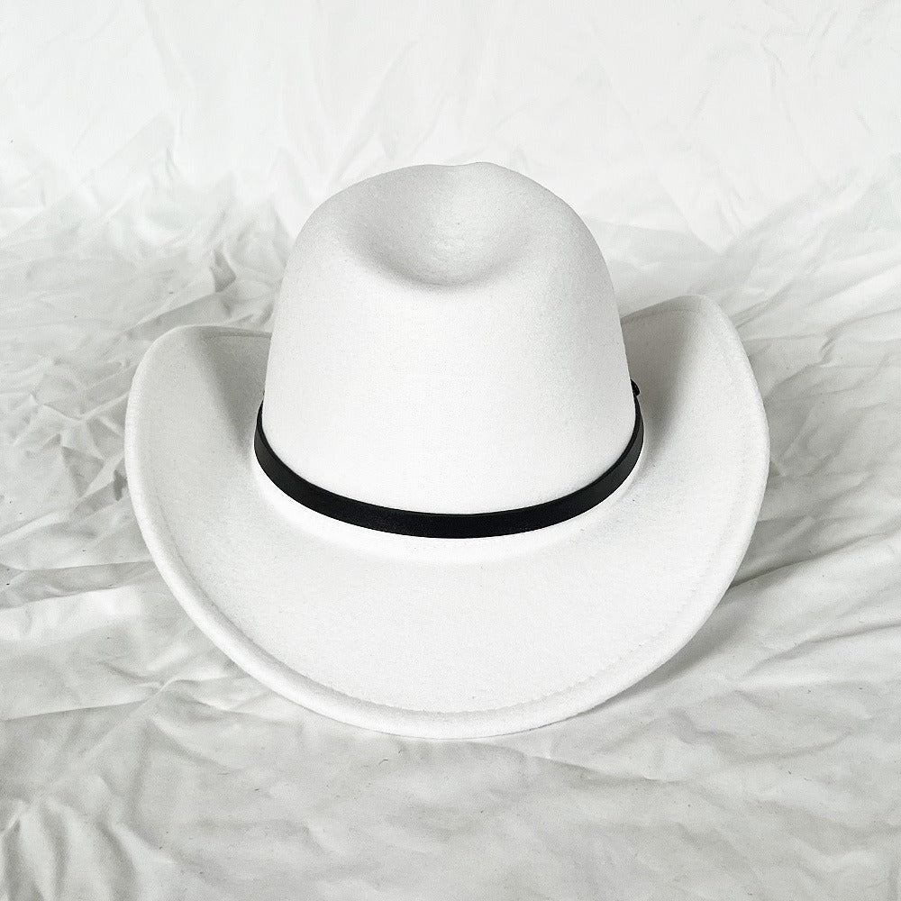 Punk Style Cowboy Woolen Felt Hat Mens and Womens