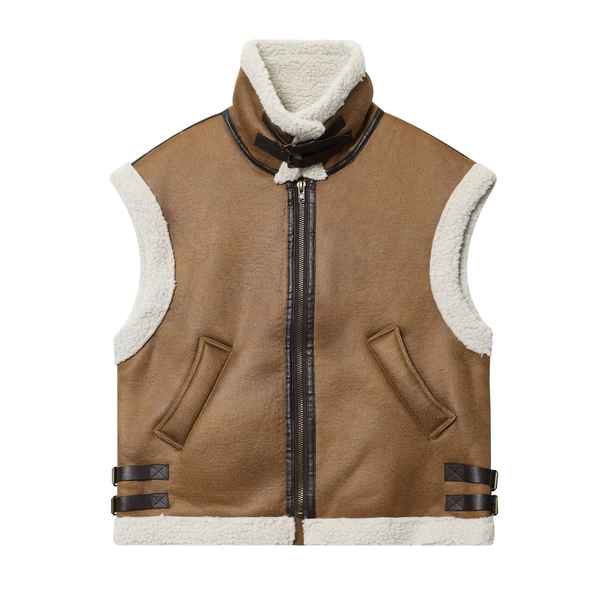 Fleece patchwork vest for women