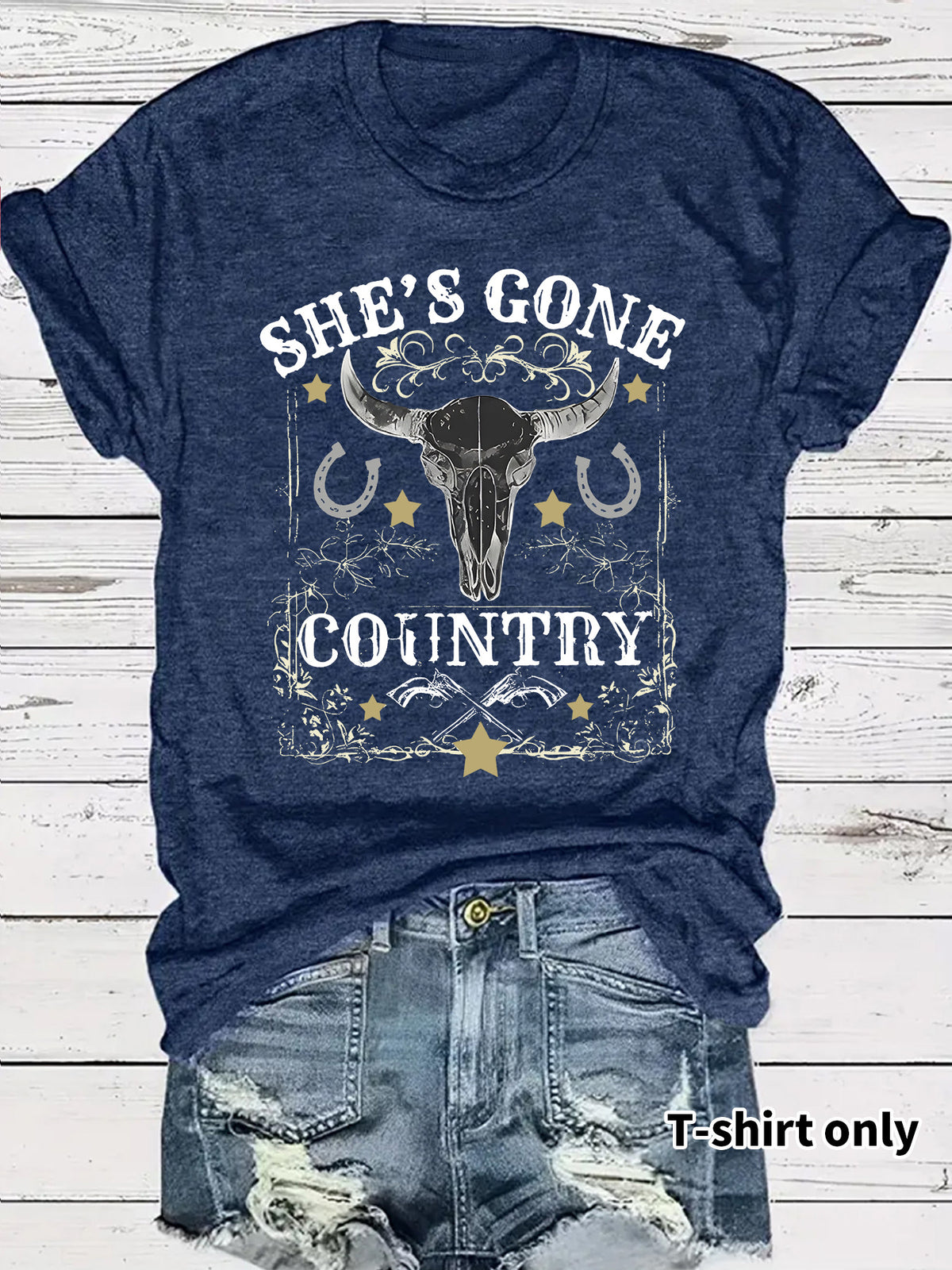 Western Cowboy Pattern round neck short sleeved T-shirt