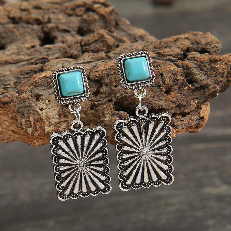 New Retro  Geometric Turquoise Earrings For Women