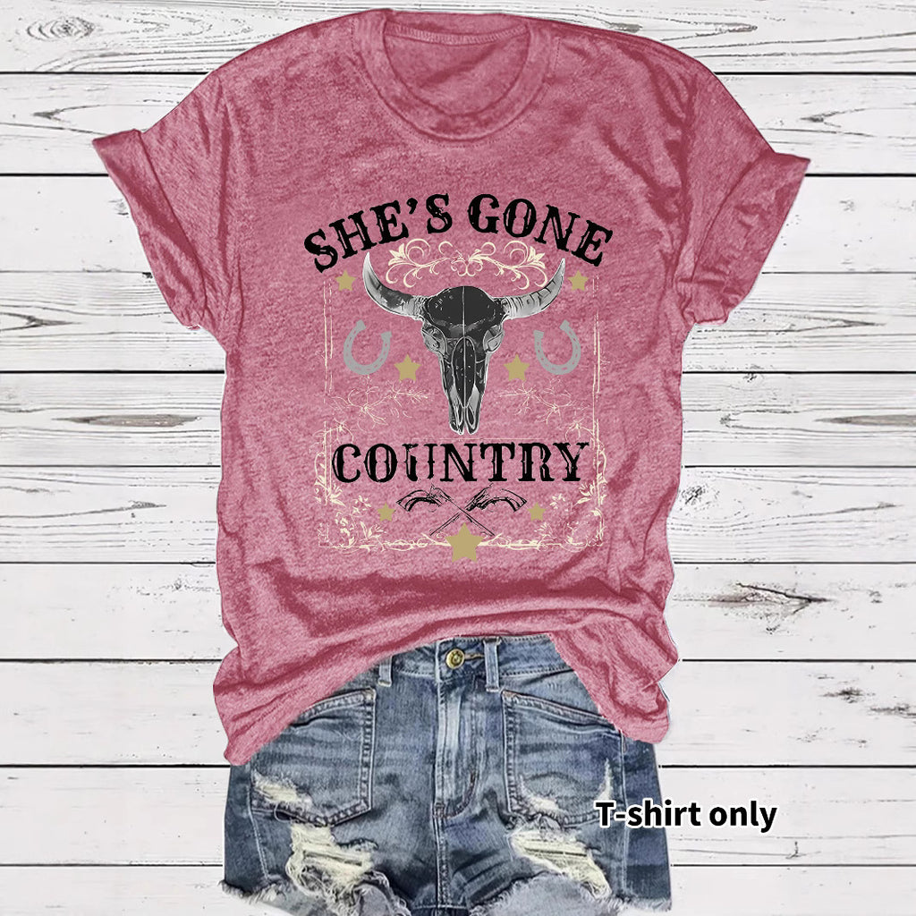 Western Cowboy Pattern round neck short sleeved T-shirt