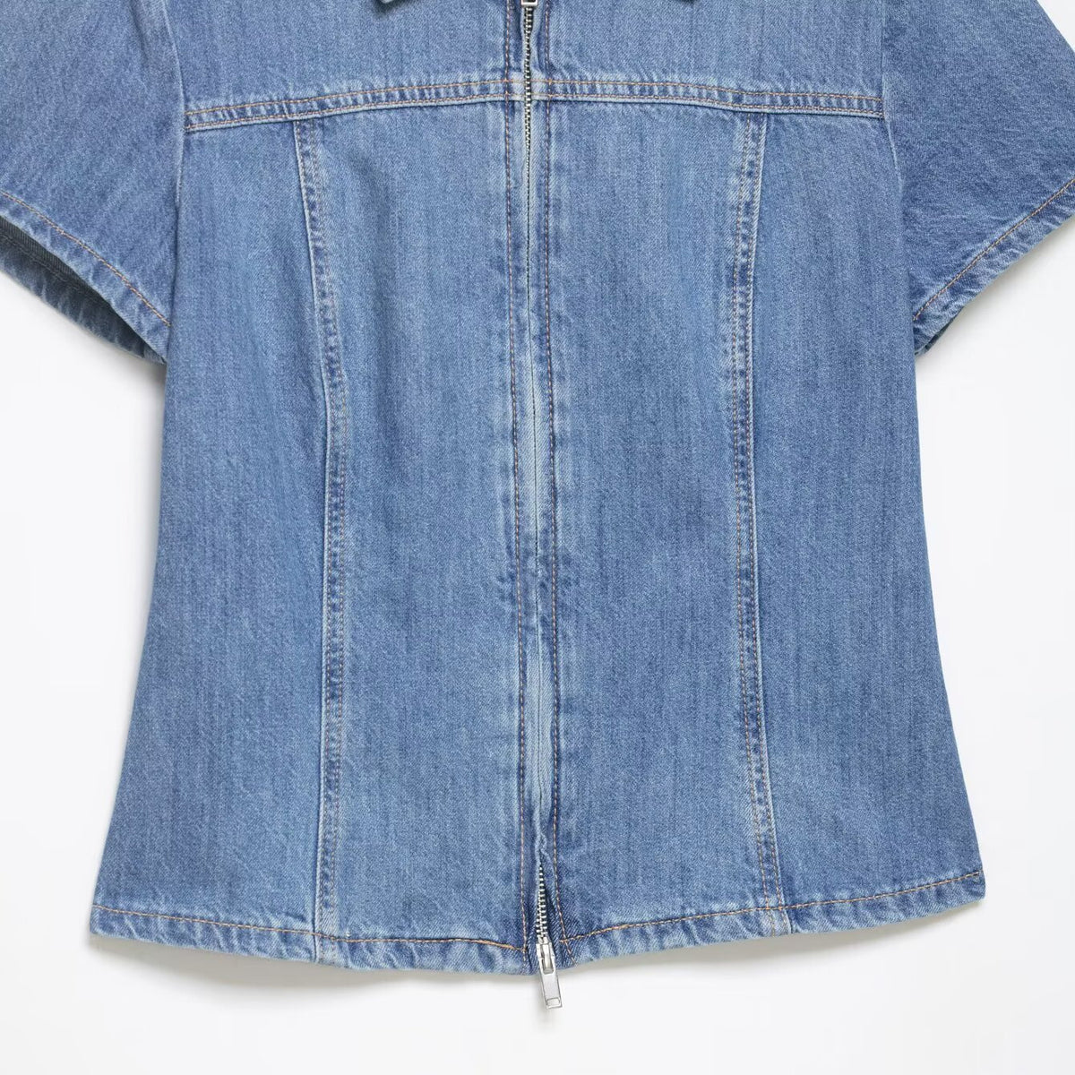 Chic Western Style Zipper Denim Shirt for Women