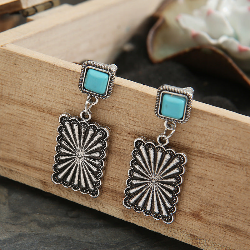 New Retro  Geometric Turquoise Earrings For Women