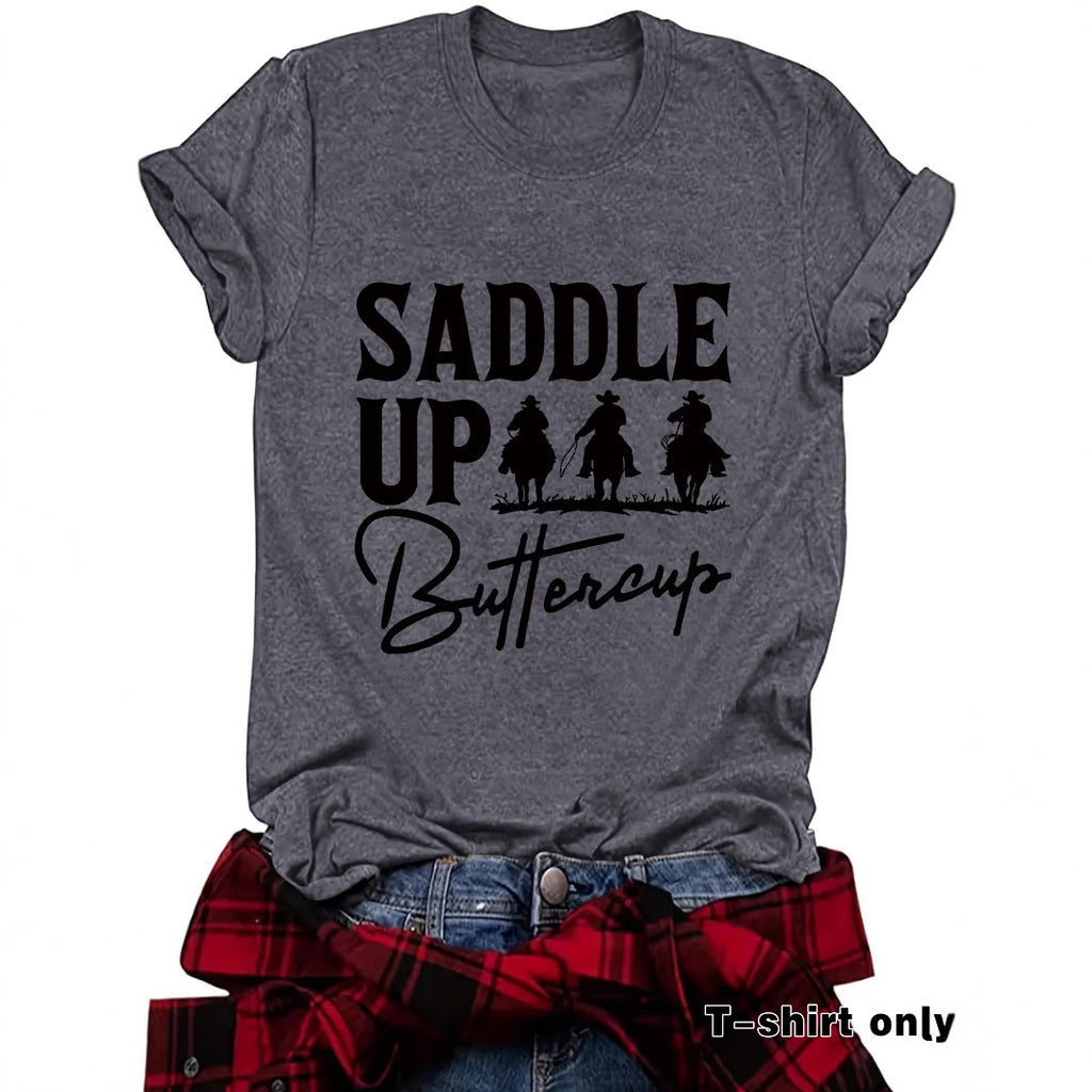 Short sleeved Western round neck shirt