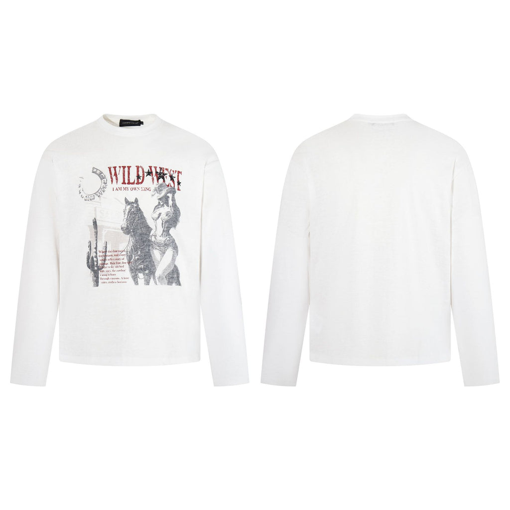 Western Cowboy Girl Printed Long Sleeve T-shirt