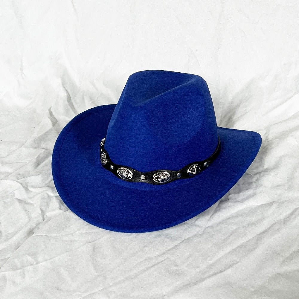 Punk Style Cowboy Woolen Felt Hat Mens and Womens