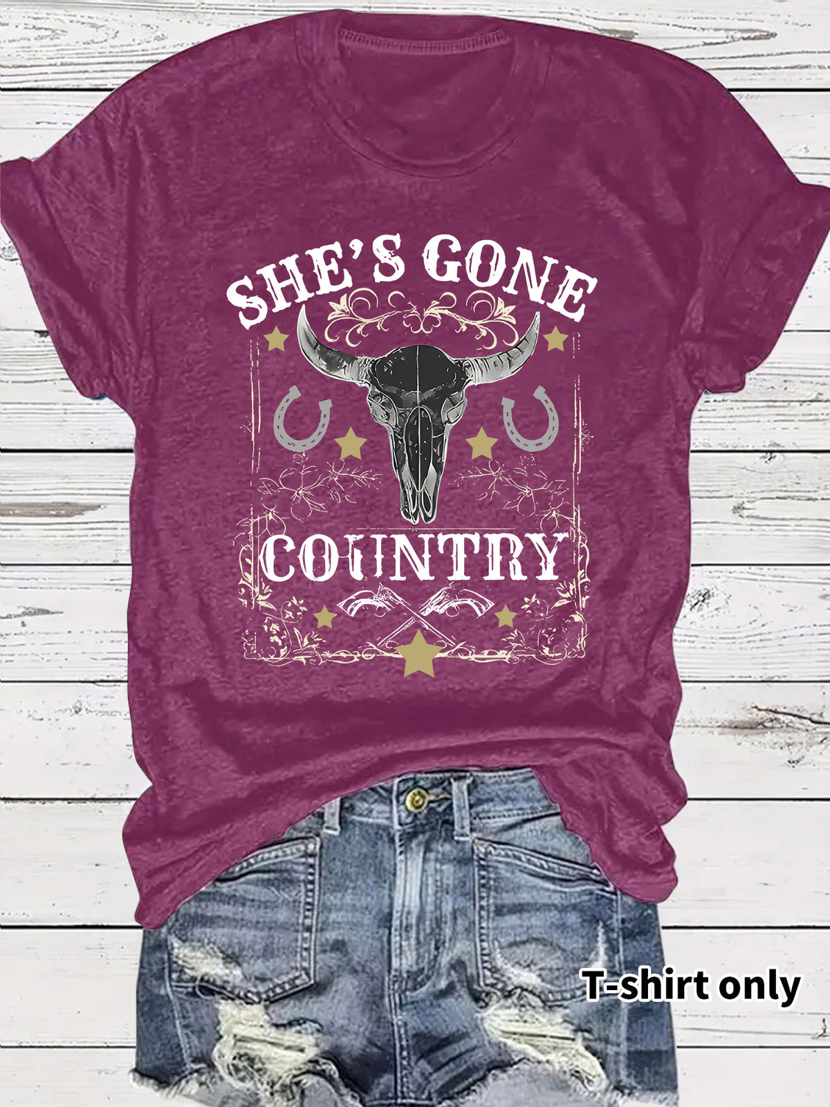 Western Cowboy Pattern round neck short sleeved T-shirt