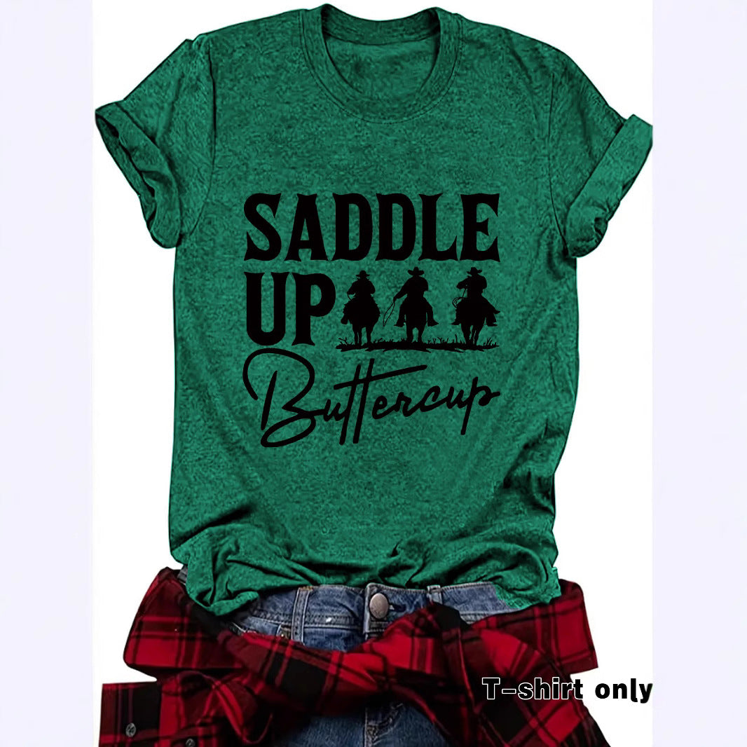 Short sleeved Western round neck shirt