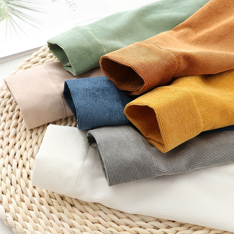 Corduroy  Solid Loose Boyfriend Style Shirt
