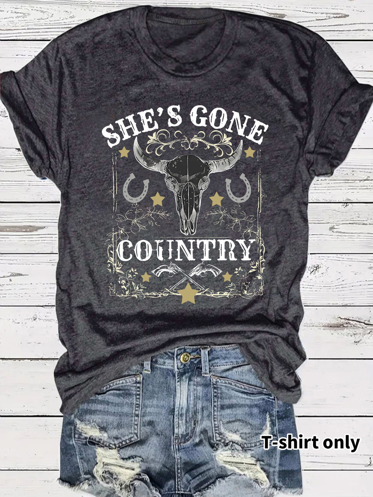 Western Cowboy Pattern round neck short sleeved T-shirt
