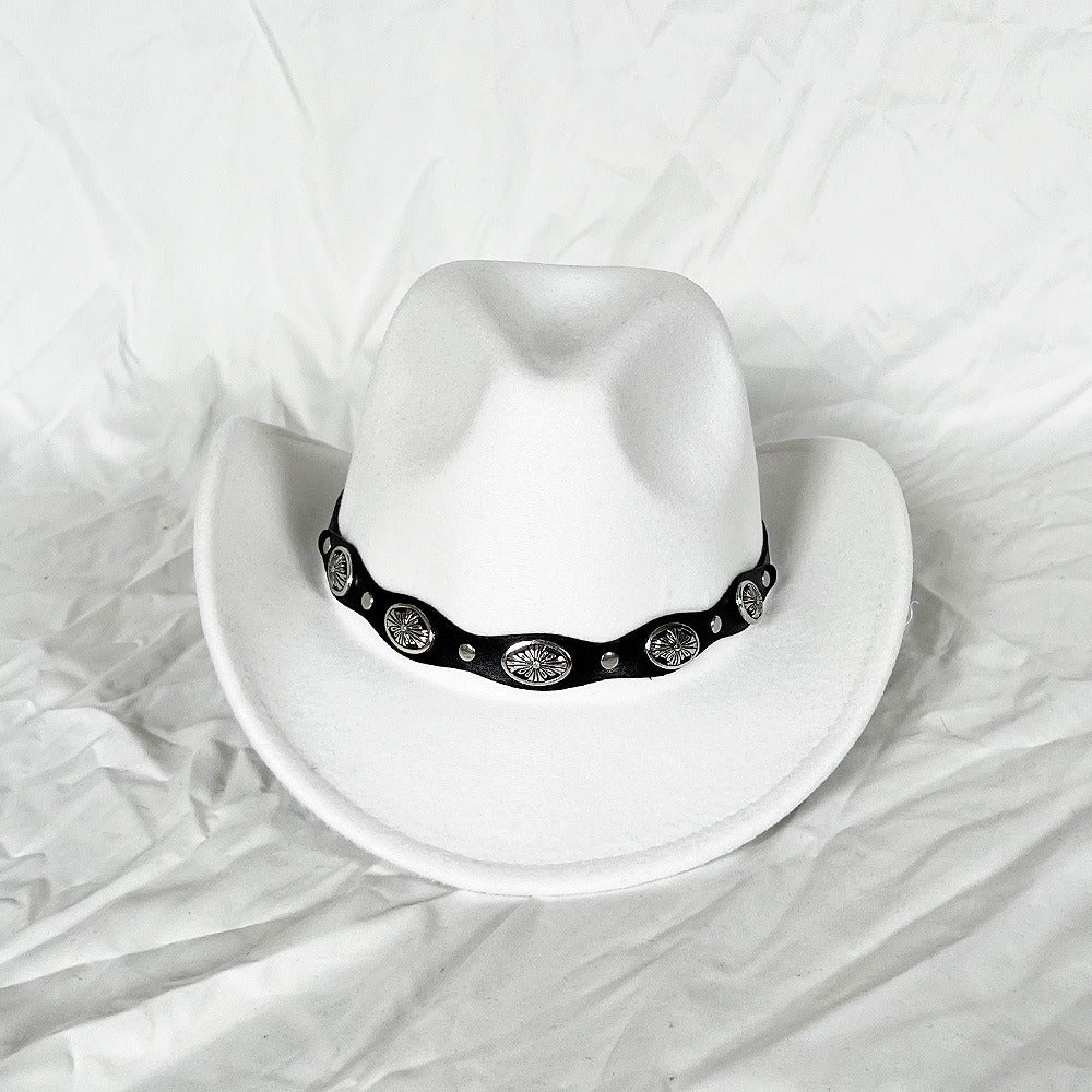 Punk Style Cowboy Woolen Felt Hat Mens and Womens