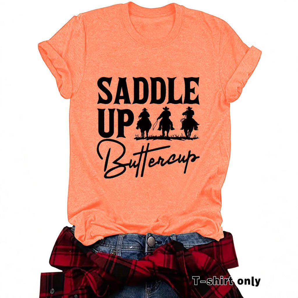 Short sleeved Western round neck shirt
