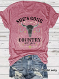 Western Cowboy Pattern round neck short sleeved T-shirt