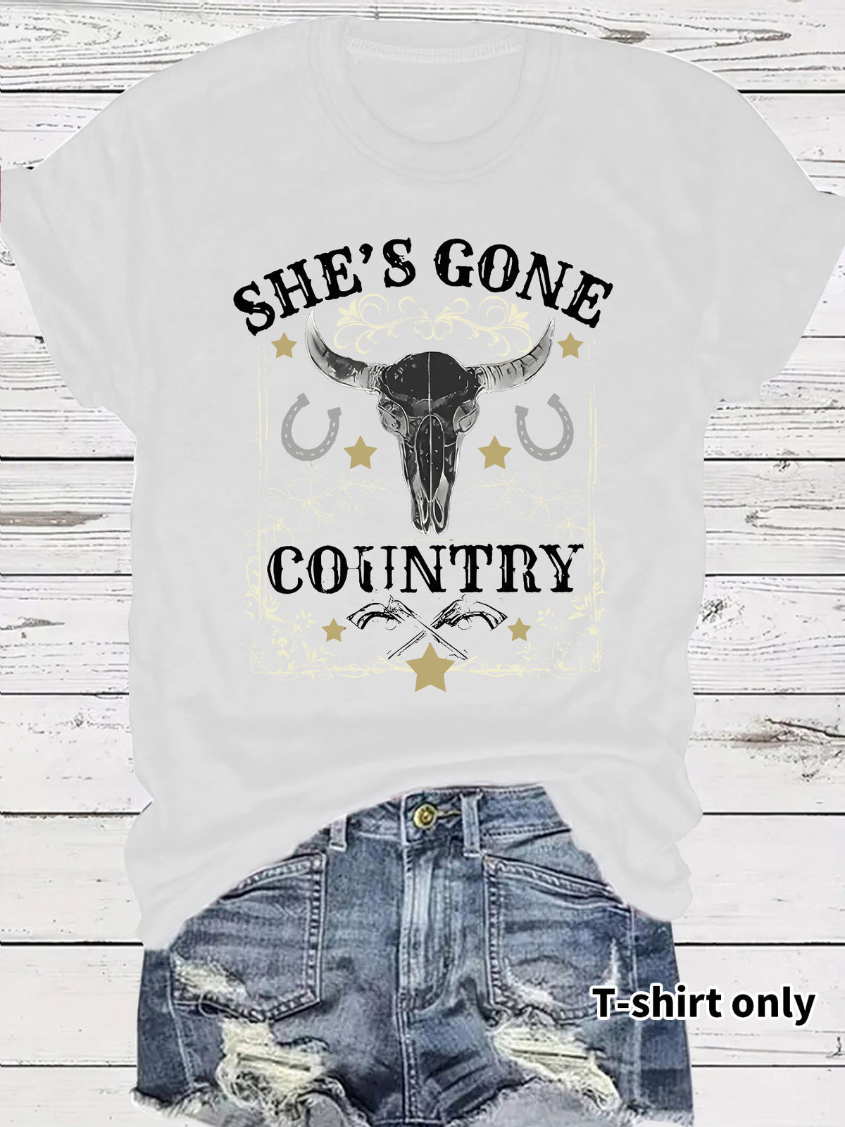 Western Cowboy Pattern round neck short sleeved T-shirt