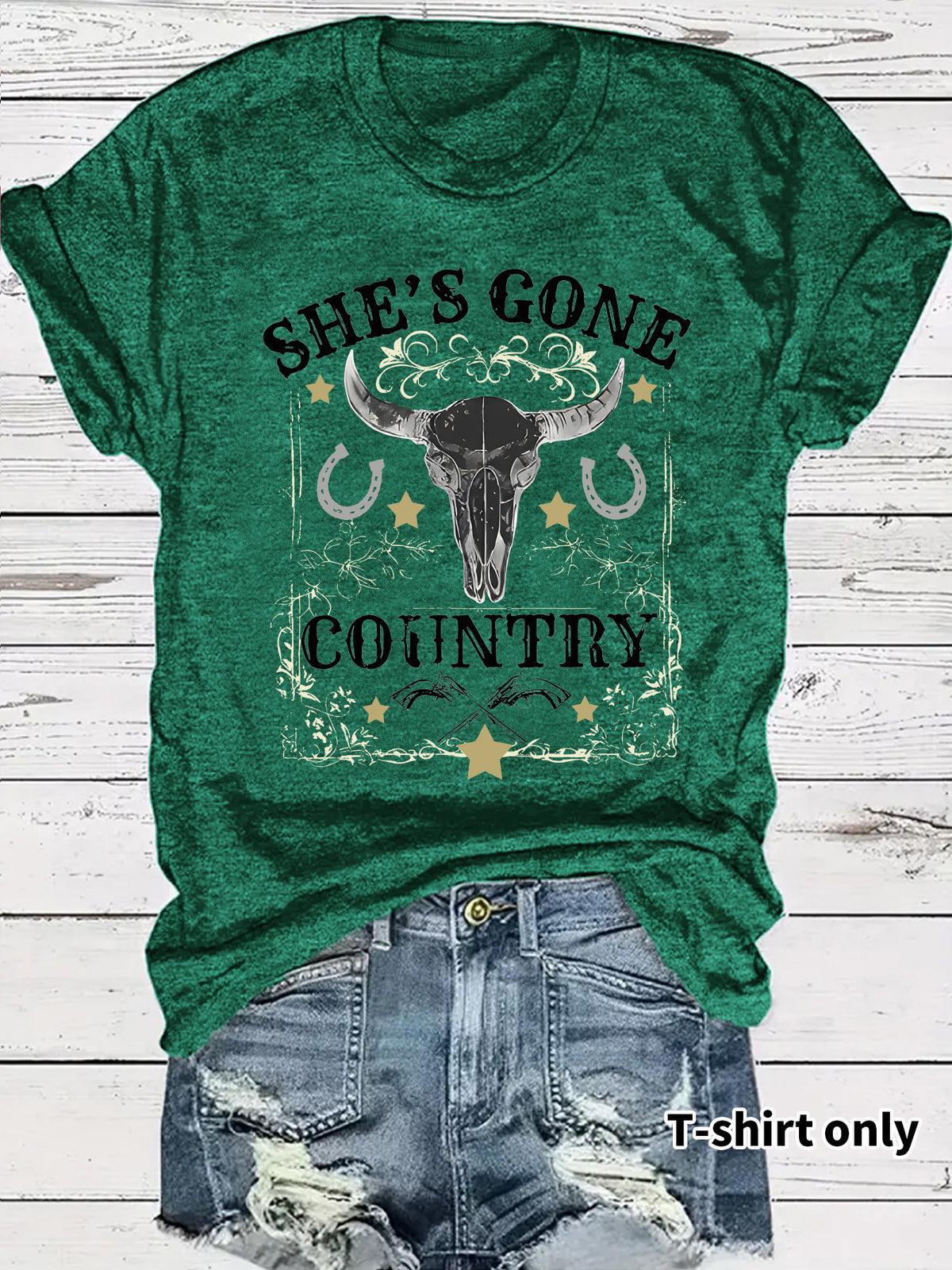 Western Cowboy Pattern round neck short sleeved T-shirt
