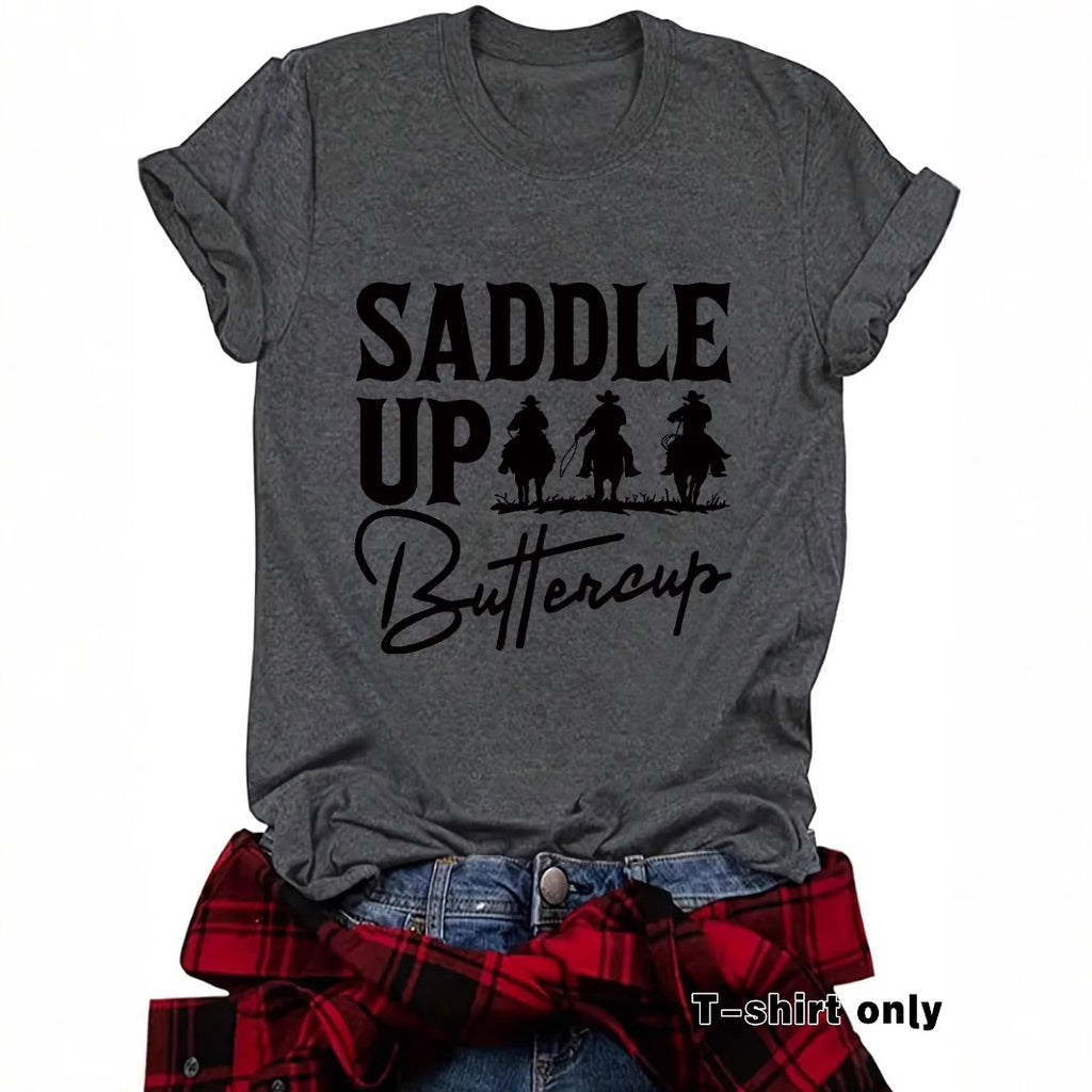 Short sleeved Western round neck shirt